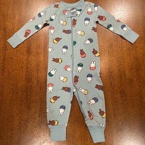 Hanna Andersson Turquoise Kids One Piece Pajamas with Miffy Bunny Print